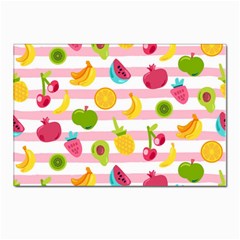 Tropical Fruits Berries Seamless Pattern Postcards 5  X 7  (pkg Of 10) by Ravend