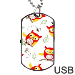 Seamless Pattern Vector Owl Cartoon With Bugs Dog Tag Usb Flash (two Sides) by Apen