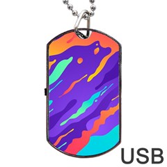 Multicolored Abstract Background Dog Tag Usb Flash (one Side) by Apen