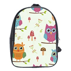 Forest Seamless Pattern With Cute Owls School Bag (xl) by Apen