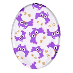 Purple Owl Pattern Background Oval Glass Fridge Magnet (4 Pack) by Apen