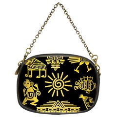 Maya Style Gold Linear Totem Icons Chain Purse (one Side) by Apen