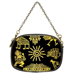 Maya Style Gold Linear Totem Icons Chain Purse (two Sides) by Apen