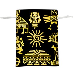 Maya Style Gold Linear Totem Icons Lightweight Drawstring Pouch (xl) by Apen