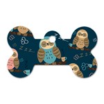 Seamless Pattern Owls Dreaming Dog Tag Bone (Two Sides) Front