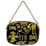 Golden Indian Traditional Signs Symbols Chain Purse (One Side) Front