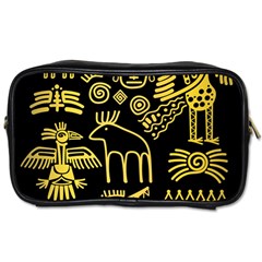 Golden Indian Traditional Signs Symbols Toiletries Bag (one Side) by Apen