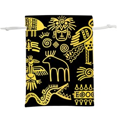 Golden Indian Traditional Signs Symbols Lightweight Drawstring Pouch (xl) by Apen