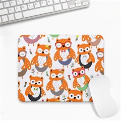 Cute Colorful Owl Cartoon Seamless Pattern Small Mousepad by Apen