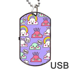 Cloud Seamless Pattern Dog Tag Usb Flash (two Sides) by Apen