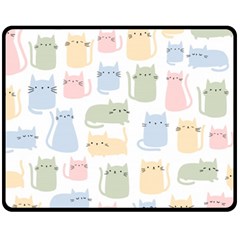 Cute Cat Colorful Cartoon Doodle Seamless Pattern Fleece Blanket (medium) by Ravend