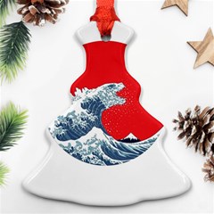 The Great Wave Of Kaiju Christmas Tree Ornament (two Sides) by Cendanart