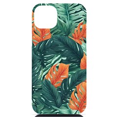 Green Tropical Leaves Iphone 14 Plus Black Uv Print Case by Jack14