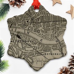 Vintage London Map Snowflake Ornament (two Sides) by Cendanart