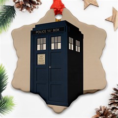 Tardis Doctor Who Minimal Minimalism Ornament (snowflake) by Cendanart