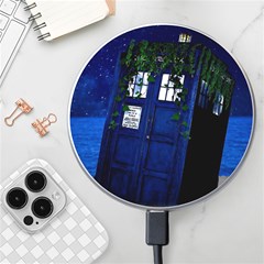 Stuck Tardis Beach Doctor Who Police Box Sci-fi Wireless Fast Charger(white) by Cendanart