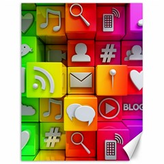 Colorful 3d Social Media Canvas 12  X 16  by Ket1n9