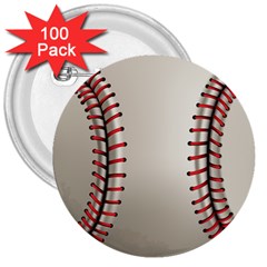 Baseball 3  Buttons (100 Pack)  by Ket1n9