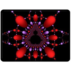 Fractal Red Violet Symmetric Spheres On Black Fleece Blanket (large) by Ket1n9