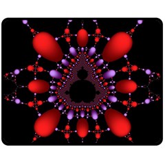 Fractal Red Violet Symmetric Spheres On Black Fleece Blanket (medium) by Ket1n9