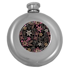 Flower Art Pattern Round Hip Flask (5 Oz) by Ket1n9