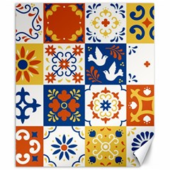 Mexican Talavera Pattern Ceramic Tiles With Flower Leaves Bird Ornaments Traditional Majolica Style Canvas 20  X 24  by Ket1n9