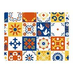 Mexican Talavera Pattern Ceramic Tiles With Flower Leaves Bird Ornaments Traditional Majolica Style Two Sides Premium Plush Fleece Blanket (mini) by Ket1n9