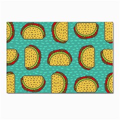 Taco Drawing Background Mexican Fast Food Pattern Postcard 4 x 6  (pkg Of 10) by Ket1n9