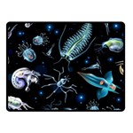 Colorful Abstract Pattern Consisting Glowing Lights Luminescent Images Marine Plankton Dark Backgrou Fleece Blanket (Small) 50 x40  Blanket Front