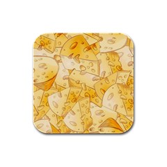 Cheese Slices Seamless Pattern Cartoon Style Rubber Square Coaster (4 Pack) by Ket1n9