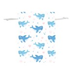 Seamless Pattern With Cute Sharks Hearts Lightweight Drawstring Pouch (M) Front