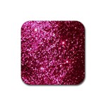 Pink Glitter Rubber Coaster (Square) Front