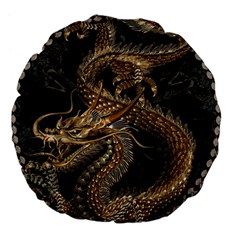 Fantasy Dragon Pentagram Large 18  Premium Flano Round Cushions by Maspions