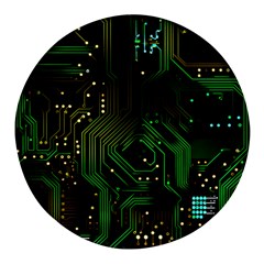 Circuits Circuit Board Green Technology Round Glass Fridge Magnet (4 Pack) by Ndabl3x