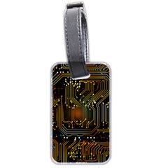 Circuits Circuit Board Orange Technology Luggage Tag (two Sides) by Ndabl3x