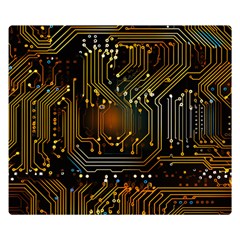 Circuits Circuit Board Orange Technology Premium Plush Fleece Blanket (small) by Ndabl3x