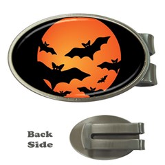 Halloween Bats Moon Full Moon Money Clips (oval)  by Cendanart