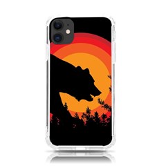 Forest Bear Silhouette Sunset Iphone 11 Tpu Uv Print Case by Cendanart
