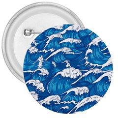 Storm Waves Seamless Pattern Raging Ocean Water Sea Wave Vintage Japanese Storms Print Illustration 3  Buttons by Ket1n9