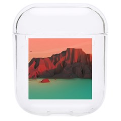 Brown Mountain Illustration Sunset Digital Art Mountains Hard Pc Airpods 1/2 Case by Cendanart