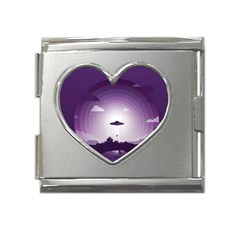 Ufo Illustration Style Minimalism Silhouette Mega Link Heart Italian Charm (18mm) by Cendanart