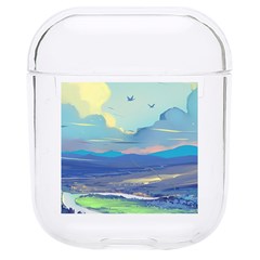 Mountains And Trees Illustration Painting Clouds Sky Landscape Hard Pc Airpods 1/2 Case by Cendanart