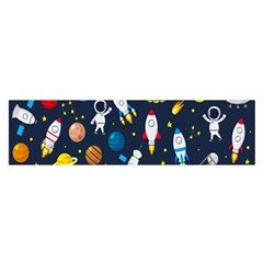 Big Set Cute Astronauts Space Planets Stars Aliens Rockets Ufo Constellations Satellite Moon Rover V Oblong Satin Scarf (16  X 60 ) by Bedest