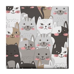 Cute Cats Seamless Pattern Tile Coaster by Bedest