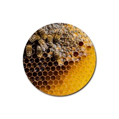 Honeycomb With Bees Rubber Round Coaster (4 Pack) by Bedest