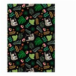 Floral Pattern With Plants Sloth Flowers Black Backdrop Small Garden Flag (Two Sides) Front