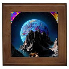 Aesthetic Psychedelic Drawings Art Acid Space Framed Tile by Cendanart