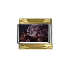 In The Cosmos Moon Sci-fi Space Sky Gold Trim Italian Charm (9mm) by Cendanart