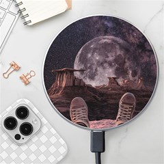 In The Cosmos Moon Sci-fi Space Sky Wireless Fast Charger(white) by Cendanart