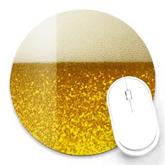 Light Beer Texture Foam Drink In A Glass Round Mousepad by Cemarart